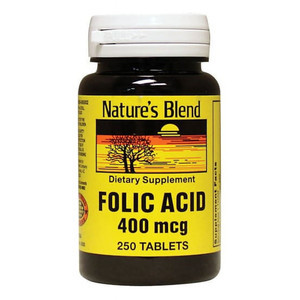 Natures Blend Folic Acid 400 Mcg Tablets, 250 Ea