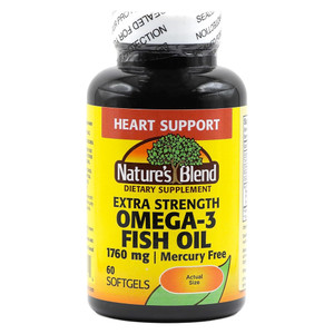 Natures Blend Omega 3 Fish Oil Extra Strength 1760mg Softgels Support Heart Healthy 60Ea