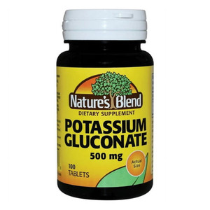 Natures Blend Potassium Gluconate 500mg Dietary Supplement Tablets Support Muscle and Nerve Function 100Ea