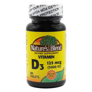 Natures Blend Vitamin D3 5000IU 125mcg Dietary Supplement Tablets Supports Bone Strength 100Ea