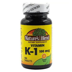 Natures Blend Vitamin K1 100mcg Dietary Supplement Tablets Supports Bone Strength 100Ea