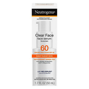Neutrogena Clear Face Serum Sunscreen Spf 60 Lotion with Green Tea, 1.7 Oz Neutrogena Clear Face Serum Sunscreen Spf 60 Lotion with Green Tea, 1.7 Oz