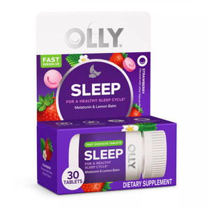 Olly Sleep for Healthy Sleep Cycle Supplement Strawberry Flavor with Melatonin and Lemon Balm 30Ea
