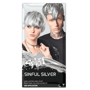 Splat Sinful Silver Semi Permanent Hair Color Complete Kit, Gray Hair Dye with Bleach, 1 Ea