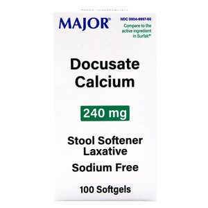 Major Docusate Calcium Stool Softener Laxative 240mg Softgels 100Ea
