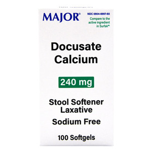 Major Docusate Calcium Stool Softener Laxative 240mg Softgels 100Ea