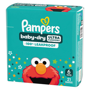 Pampers Baby Dry Ultra Cushiony Diapers Size 6 Leakproof Day and Night 21Ea