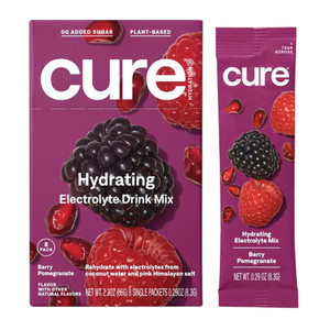 Cure Hydration Plant Based Electrolyte Drink Mix Powder Packets Berry Pomegranate Flavor 0.29Oz (8.3g) 8Ea