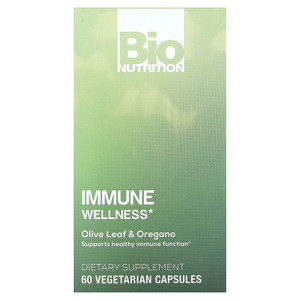 Bio Nutrition Olive Leaf and Oregano Immune Wellness Dietary Supplement Vegetarian Capsules 60Ea