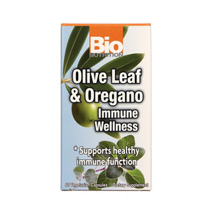 Bio Nutrition Olive Leaf and Oregano Immune Wellness Dietary Supplement Vegetarian Capsules 60Ea