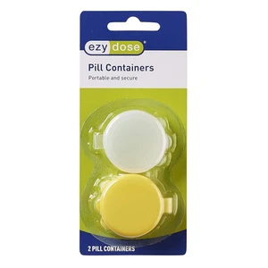 Ezy Dose Daily Round Pill Containers Portable and Secure 2Ea