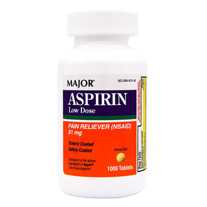 Major Aspirin Low Dose 81mg Low Dose Aspirin Pain Reliever Tablets 1000Ea