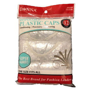 Donna Collection Disposable Plastic Caps 11229 Clear Jumbo One Size Fits All 12Ea