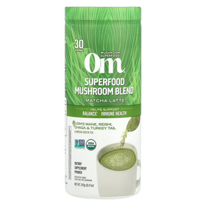 Om Mushrooms Superfood Mushroom Blend, Matcha Latte Supplement Powder, 8.47 Oz