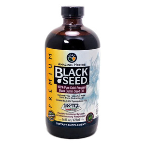 Amazing Herbs Black Cumin Seed Oil 100 Percent Pure Cold-Pressed Natural Formula 16Oz (473ml)