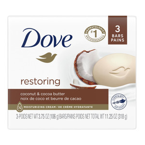 Dove Coconut Milk Bath Bars Moisturizing Cleansing and Nourishing Skin 3.17Oz (90g) 3Ea