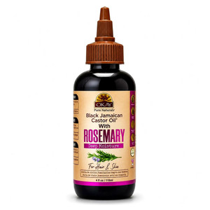 Okay Pure Naturals Black Jamaican Castor Oil with Rosemary for Healthy Hair and Scalp Care 4Oz (118ml)