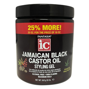 Fantasia Jamaican Black Castor Oil Hair Styling Gel Infused with Hemp Seed Oil Maximum Hold 20Oz (567g)