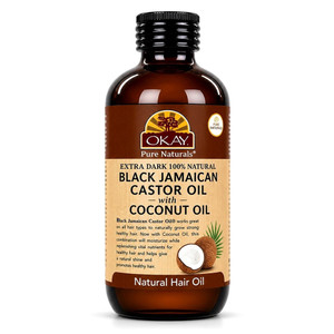 Okay Pure Naturals Extra Dark Black Jamaican Castor Oil with Coconut for Nourishing Hair Scalp and Skin 4Oz (118ml)