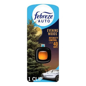 Febreze Car Vent Clip Evening Woods Scent Car Air Freshener and Odor Eliminator 0.06Oz (2ml)
