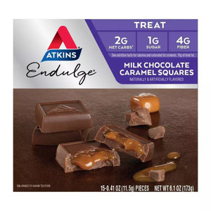 Atkins Low Sugar Guilt-Free Indulgence Endulge Milk Chocolate Caramel Squares 15Ea