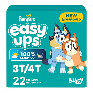 Pampers Training Pants Easy Ups Bluey Boys and Girls Size 3T to 4T Leakproof 22Ea