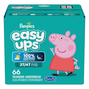 Pampers Easy Ups Potty Training Diapers Size 3T to 4T with Easy Tear Sides 66Ea