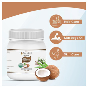 Rootsgro Coconut Oil Jar for Hair Care and Skin Care 16Oz (473ml)