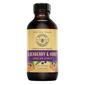 Honey Gardens Elderberry and Honey Immune Syrup for Immune System Support and Seasonal Wellness 4Oz (120ml)