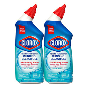 Clorox Cleans Toilet Disinfects Bowl Bleach Gel 24Oz, Pack of 2