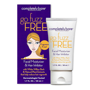 Completely Bare Go Fuzz Free Face Moisturizer and Hair Inhibitor for Slowing Facial Hair Regrowth 1.7Oz (50ml)
