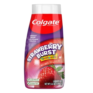 Colgate Kids Strawberry Burst Fluoride Toothpaste Liquid Gel Gentle Protection Formula 4.6Oz (130g)