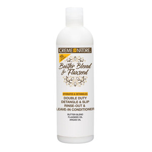 Creme of Nature Butter Blend and Flaxseed Double Duty Detangle and Slip Rinse Out and Leave In Hair Conditioner 12Oz (355ml)