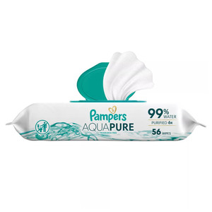 Pampers Aqua Pure Sensitive Baby Wipes Fragrance Free 56Ea, Pack of 6