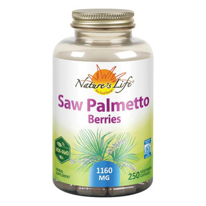 Natures Life Saw Palmetto Berries 1160mg Vegetarian Capsules Supports Healthy Prostate Function 250Ea