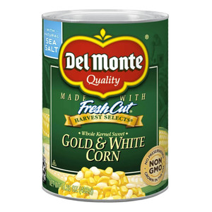 Del Monte Sweet Gold and White Whole Kernel Corn for Fresh Tasting Side Dishes and Recipes 15.25Oz (432g)