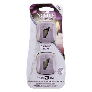 Scents Spa Vent Clips Calming Light Car Air Freshener 2Ea