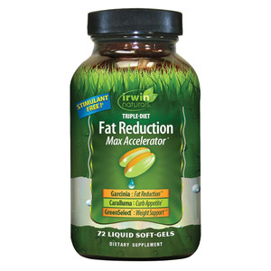 Irwin Naturals Triple Diet Fat Reduction Max Accelerator Support Weight Management Liquid Softgels 72Ea