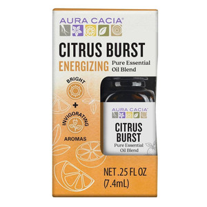 Aura Cacia Citrus Burst Energizing Pure Essential Oil Blend No Synthetic Aroma Formula 0.25Oz (7.4ml)