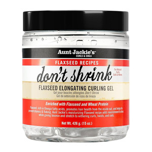 Aunt Jackies Dont Shrink Flaxseed Elongating Curling Hair Gel Defines and Elongates Curls 15Oz (426g)
