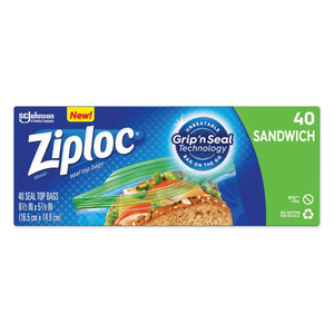 Ziploc Seal Top Sandwich Bags with Grip N Seal Technology 40Ea