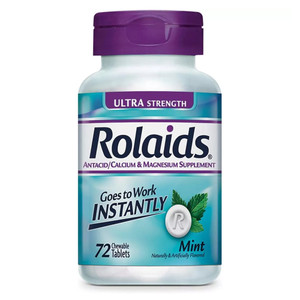 Rolaids Ultra Strength Antacid Calcium and Magnesium Supplement Chewable Tablets Mint 72Ea