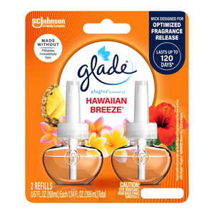 Glade Scented Oil Refills Hawaiian Breeze 0.67Oz (19.8ml) Pack of 2