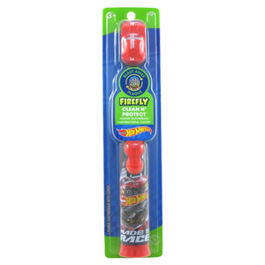 Firefly Clean N Protect Hot Wheels Power Toothbrush with Antibacterial Cover Soft Bristles Battery Included 1Ea