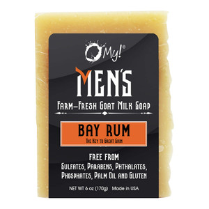 O My Goat Milk Soap Bar Mens Bay Rum for Gentle Cleansing and Nourishing Skin 6Oz (170g)
