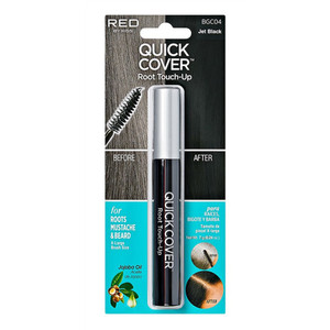 Kiss Red Quick Cover Root Touch Up Brush Jet Black X Large Brush with Jojoba Oil for Mustache and Beard 0.24Oz (7g)