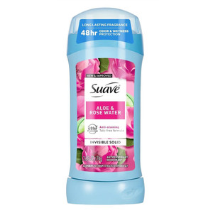 Suave Invisible Solid Antiperspirant Deodorant Stick Aloe and Rosewater Sweat and Odor Protection 2.6Oz (74g)