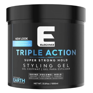 Elegance Triple Action Hair Styling Gel Super Strong Hold Earth 33.81Oz (1000ml)