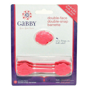 Gabby Sweet Pea Double Face Double Snap Barrette Hot Pink Perfect for Twists Braids and Pigtails 5Ea