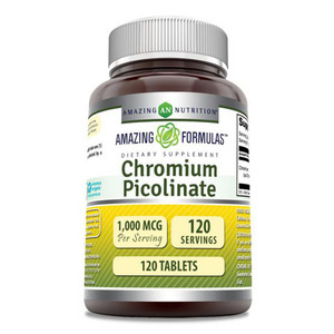 Amazing Formulas Chromium Picolinate 1000mcg Tablets Support Metabolism Gluten Free 120Ea